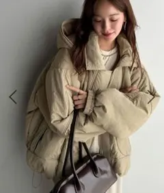 「JaVaジャバコラボ」フード付き中綿モンスターブルゾン　ベージュ