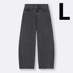 GU バレルレッグジーンズ　ダークグレー　L