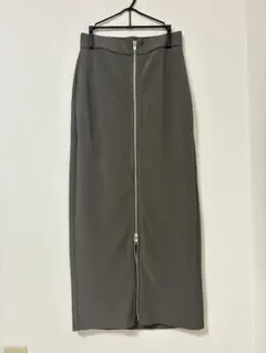 GU フロントジップ タイトスカート カーキ S