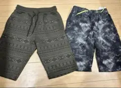 キッズ　150 ハーフパンツ　ブラック　カーキ　新品　セット　エンボス