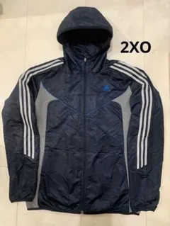 アディダス 防寒 フーディー ナイロン ネイビー 2XO