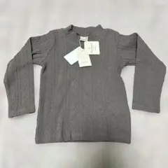 新品タグ付　プティマイン100 シアバター　ジャガードハイネック　長T グレー