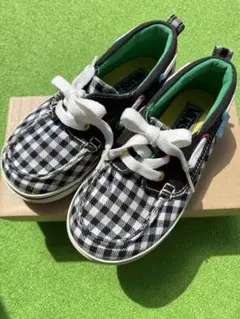 ☆美品☆ バンズ　キッズスニーカー　チェック　黒白　18cm