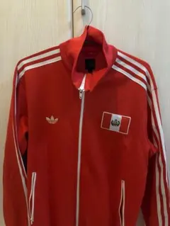 adidas トレフォイル ジップアップジャケット レッド M