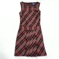 美品 バーバリーブルーレーベル ノースリーブワンピース 36 ノバチェック 赤紫