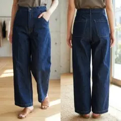 Drawer デニム ワイドパンツ インディゴ ハイライズ 日本製 ドロワーのサムネイル