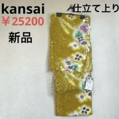 Kansai 浴衣 黄色系　花柄 新品タグ付き　綿100% 25200円の品のサムネイル