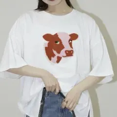 塩﨑太智着用 tシャツ 半袖 PUBLUX パール付 牛 刺繍 ビッグ Tシャツ