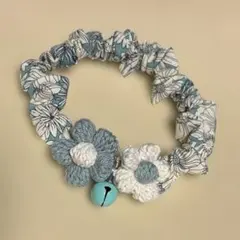 花柄シュシュ首輪　ペット用アクセサリー