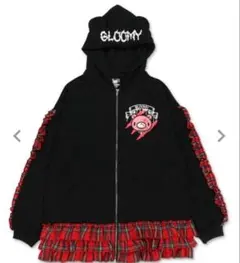 『グルーミー×SPINNS 』 耳付きフリルZIPパーカー　-：ブラックのサムネイル