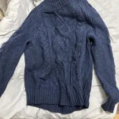 GLOBAL WORK ネイビー ケーブル編み セーター L