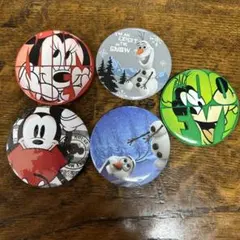 ディズニー キャラクター缶バッジセット計5個　特大8センチ