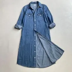 美品　Lee デニム　ロング　シャツワンピース　ブルー　Sサイズ
