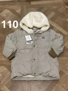 新品　タルティーヌエショコラ　110 ダウン　中綿チェック　ボア　ジャケット