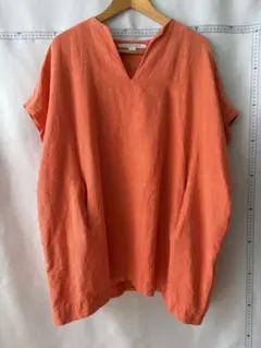 DIANE von FURSTENBERG オレンジノースリーブシャツ　リネン