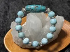 高品質＆レア！ターコイズ天珠とラリマーのブレスレット
