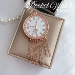 懐中時計モチーフ ブローチ ビジュー アンティーク風 クラシカル ヴィンテージ風