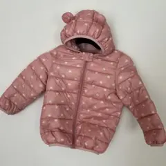クマ耳付き中綿コート ピンク