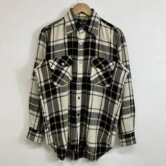 90s ヘビーネルシャツ チェック ブラック イエロー VINTAGE アメカジ