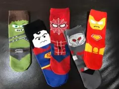 0376M　スーパーマン　hero 子供靴下 キッズソックス　綿　5足組