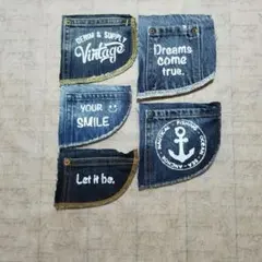 ペイントデニムハギレコインポケット　リメイク用大