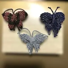 カラフルな蝶のブローチ3点セット
