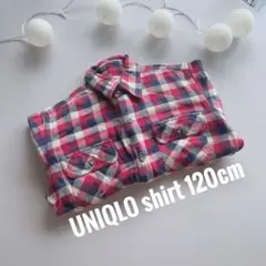 used【 UNIQLO 長袖 チェック シャツ 120cm 】n487