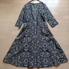 【45R】 ジャガード織　ロングワンピース　インディゴ 藍染　サイズ3 美品✨45rpm ジャガード織り ロングワンピース インディゴ 藍染 3 L