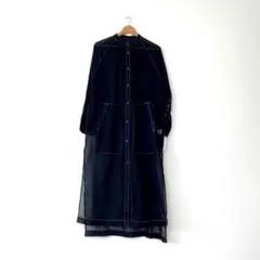 Cynical シャツワンピース シアー ロング 黒 羽織り レイヤード 春