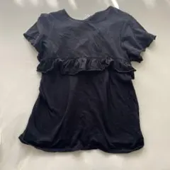 ZARA KIDS フリル付き黒半袖Tシャツのサムネイル