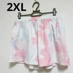 2XL ピンクと白のタイダイ柄スカート　スコート　テニス
