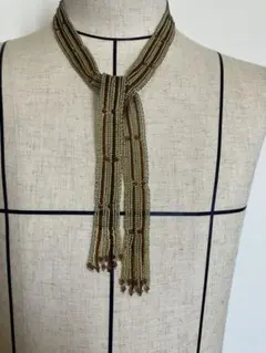 ハンドメイド　ビーズ装飾 タイ 青緑と茶色