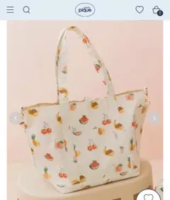 ジェラートピケ　フルーツアニマル柄バック