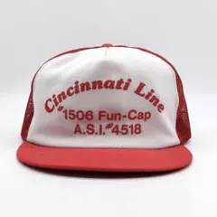 雰囲気系 ビンテージ キャップ 90s 米国製 メッシュ プリント ロゴ レッド
