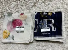 renoma 花柄 コットンハンカチ 2枚セット