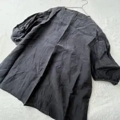 セレクトモカ　ボリュームスリーブブラウス　黒　フリー　クルーネック　7部