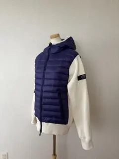 G-STAGE ネイビー ホワイト 切り替えフード付きダウン　XL