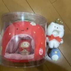 스밋코구라시 いちごすみっコハウス てのりぬいぐるみ ねこ ぺんぎん しろくま