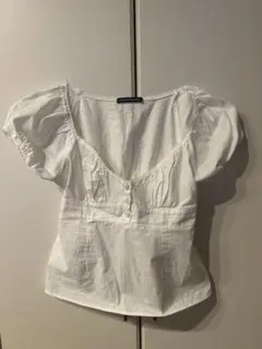BRANDY MELVILLE ホワイトコットンフリル袖シャツ