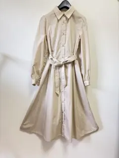 GU/ベージュストライプ シャツワンピース