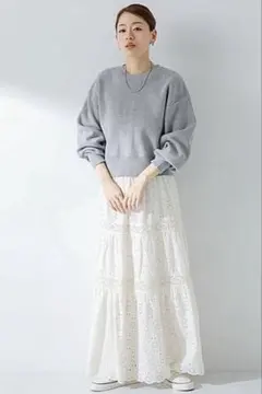 美品★Sonny Label★シフリー　コットンレース　ティアードスカート 白のサムネイル