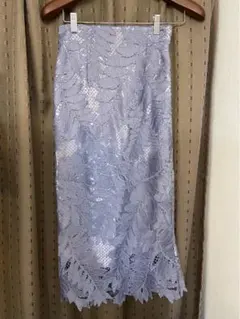 MERCURY DUO リーフ柄ケミカルレースタイトスカート