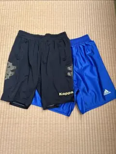 Kappa 黒ハーフパンツ & adidas 青ショートパンツ セット