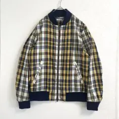 ユニクロ　ブルゾン　チェック柄　ネイビー　黄色　レディース　M 美品