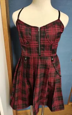 VOLCAN&APHRODITE チェーン付きチェックキャミワンピ