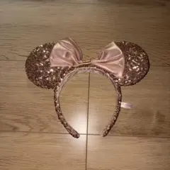 ミニー　スパンコールカチューシャ　くすみピンク