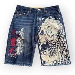 YAMANE LOT852 デニムショーツ 蝶 花 刺繍 和柄 27×32 - メルカリ