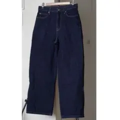 UNIQLO ワイドストレートジーンズ 25 ネイビー ハイウエスト デニム