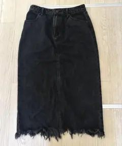 AZUL ブラックデニムフリンジタイトスカート