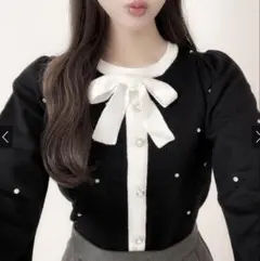 GRL リボンタイビジューニットトップス [tt009